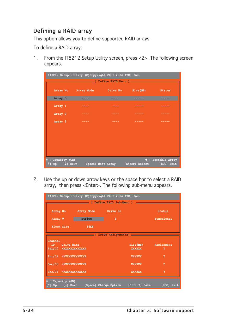 Defining a raid array | Asus P5AD2 Deluxe User Manual | Page 144 / 148