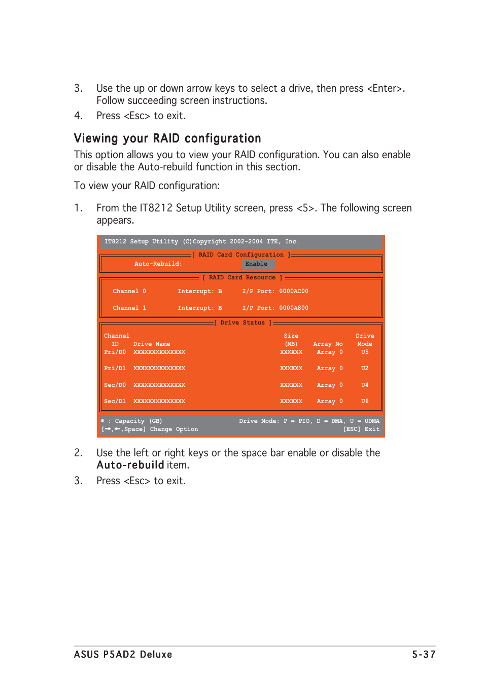 Viewing your raid configuration | Asus P5AD2 Deluxe User Manual | Page 147 / 148