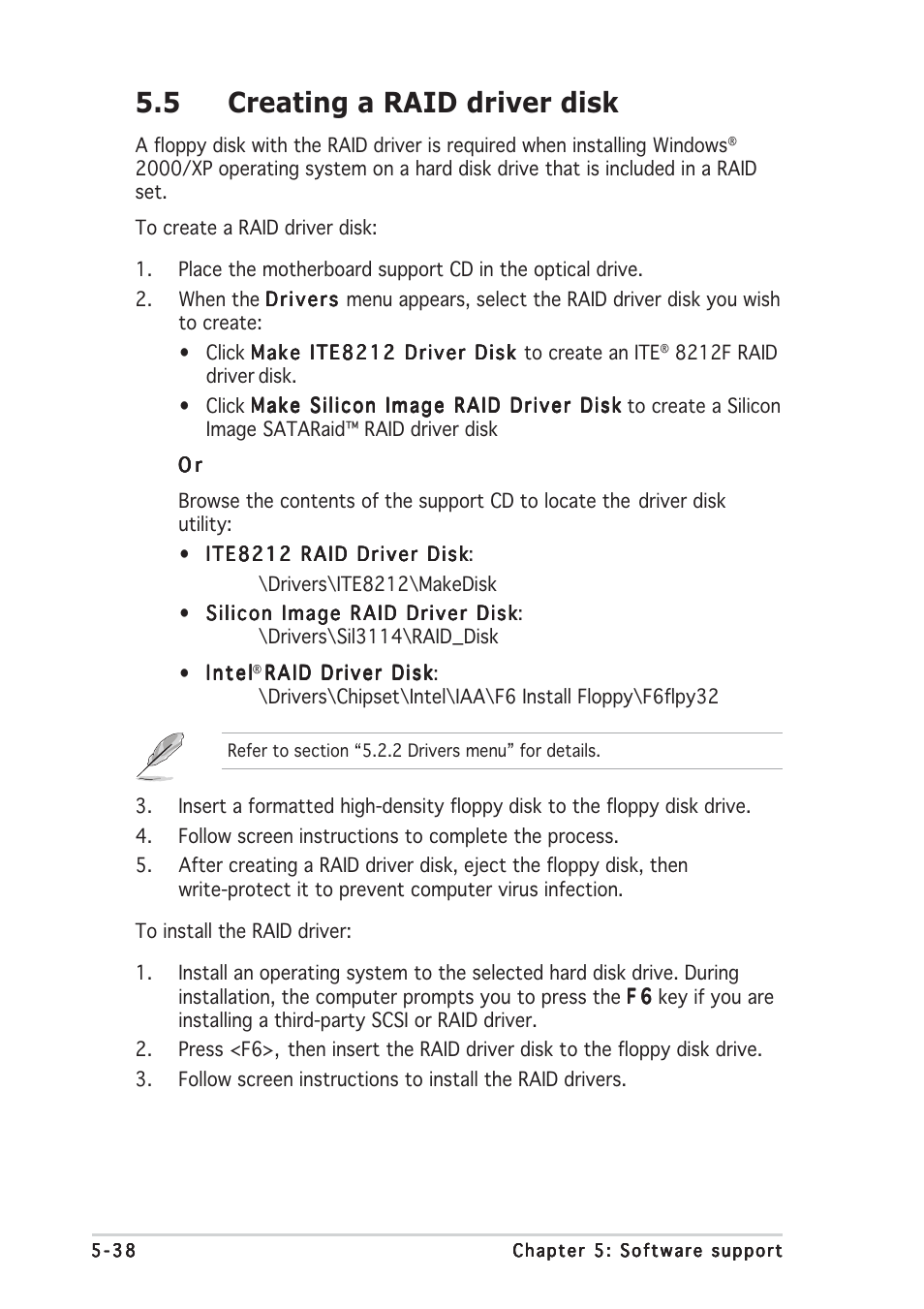 5 creating a raid driver disk | Asus P5AD2 Deluxe User Manual | Page 148 / 148