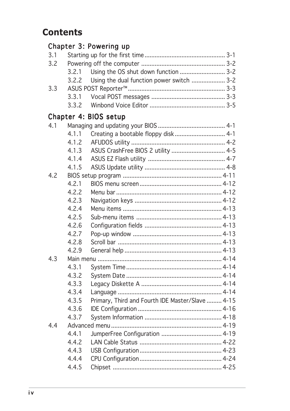 Asus P5AD2 Deluxe User Manual | Page 4 / 148