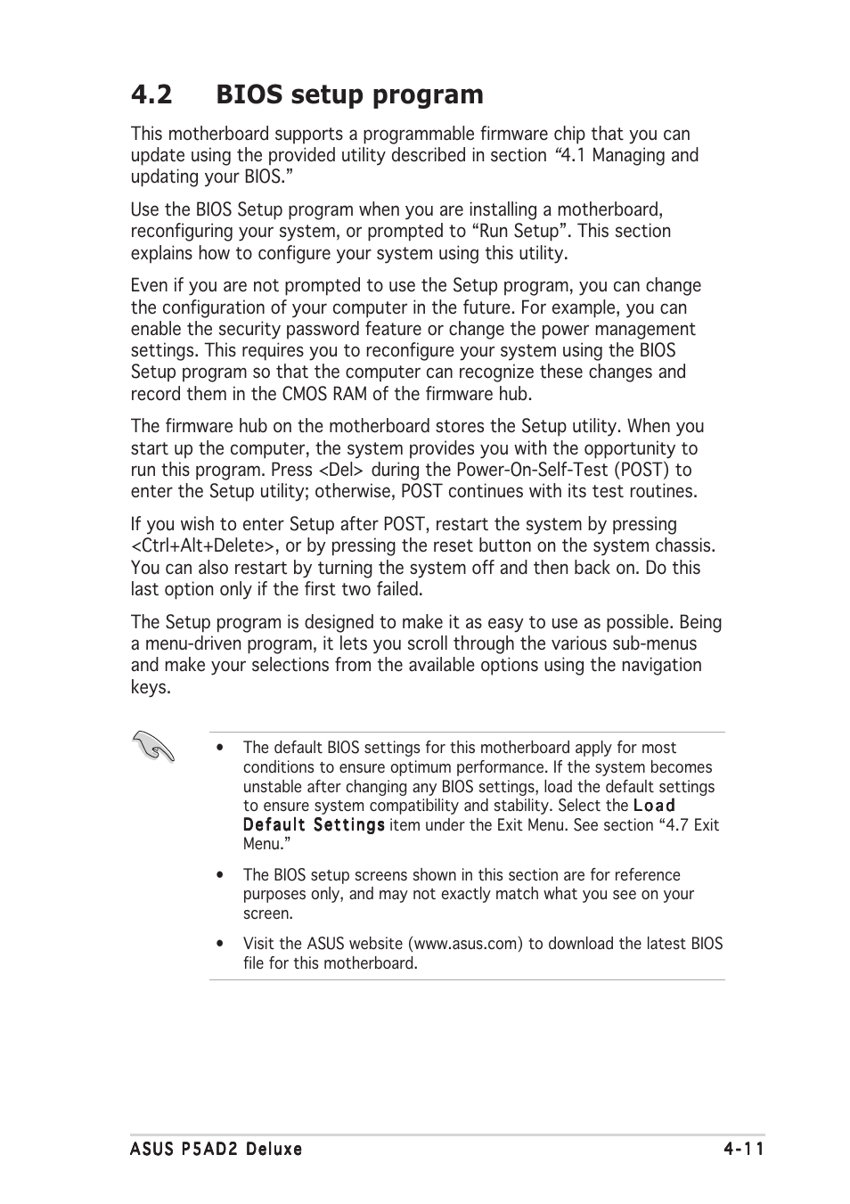 2 bios setup program | Asus P5AD2 Deluxe User Manual | Page 77 / 148