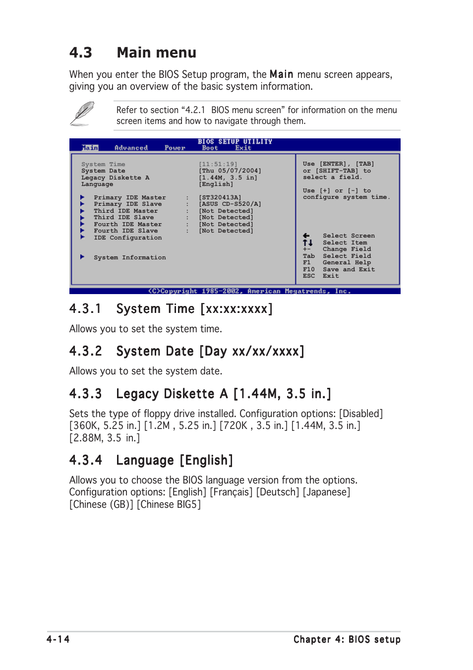 3 main menu | Asus P5AD2 Deluxe User Manual | Page 80 / 148