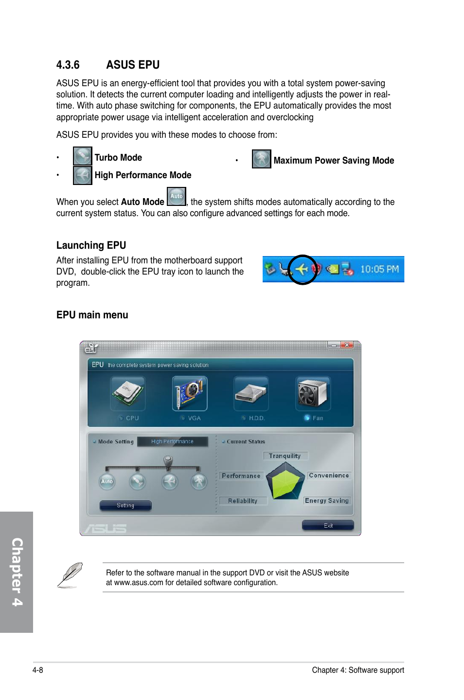 6 asus epu, Asus epu -8, Chapter 4 | Asus M4A79 Deluxe User Manual | Page 104 / 122