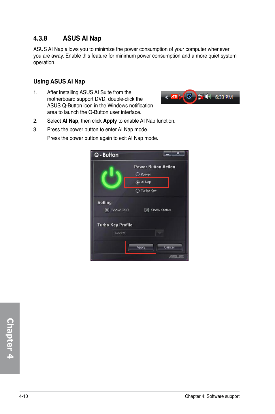 8 asus ai nap, Asus ai nap -10, Chapter 4 | Asus M4A79 Deluxe User Manual | Page 106 / 122