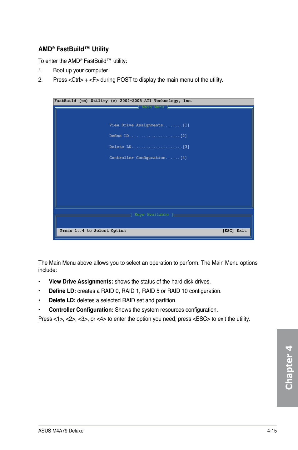 Chapter 4, Fastbuild™ utility | Asus M4A79 Deluxe User Manual | Page 111 / 122