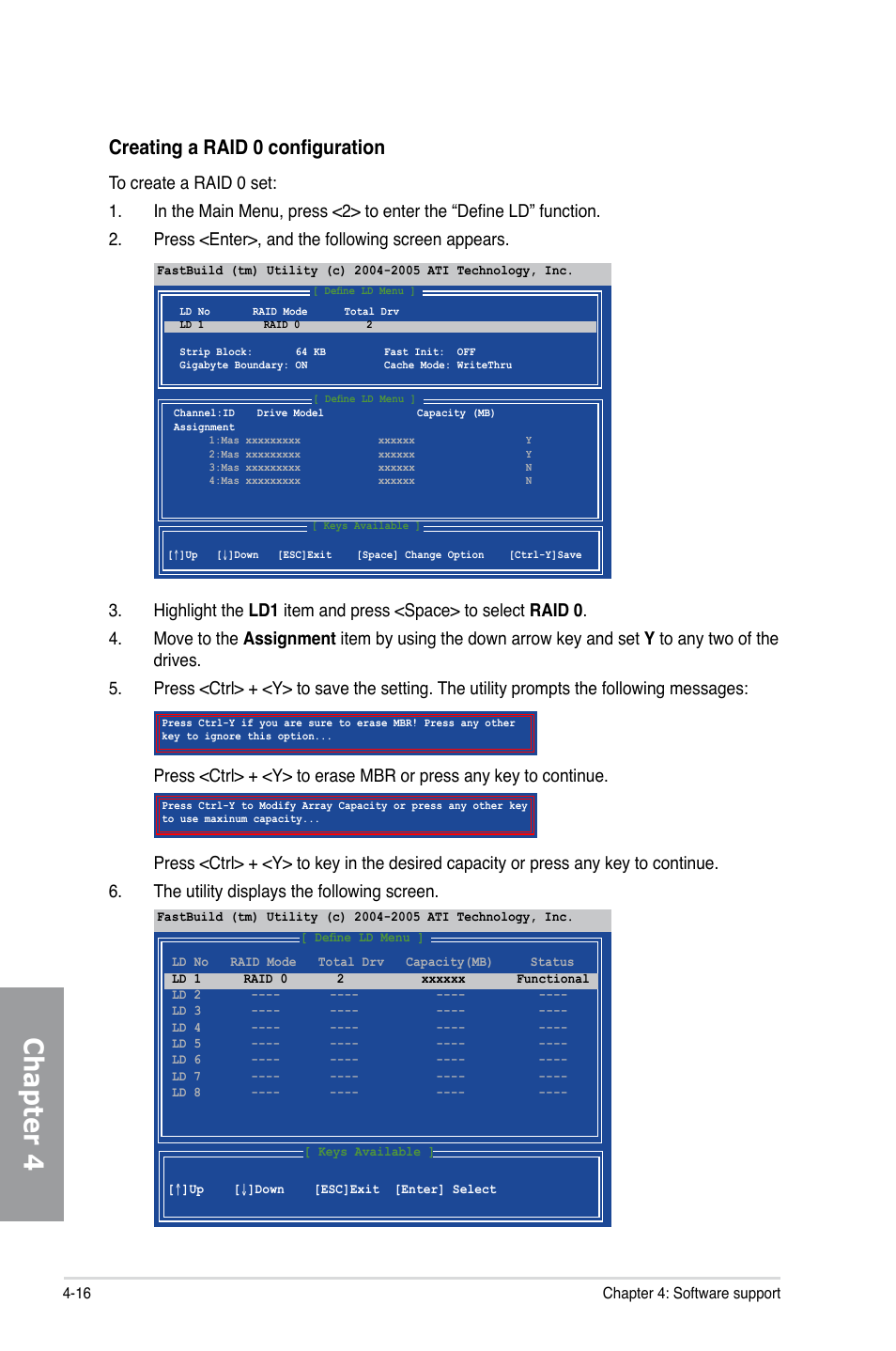 Chapter 4, Creating a raid 0 configuration | Asus M4A79 Deluxe User Manual | Page 112 / 122