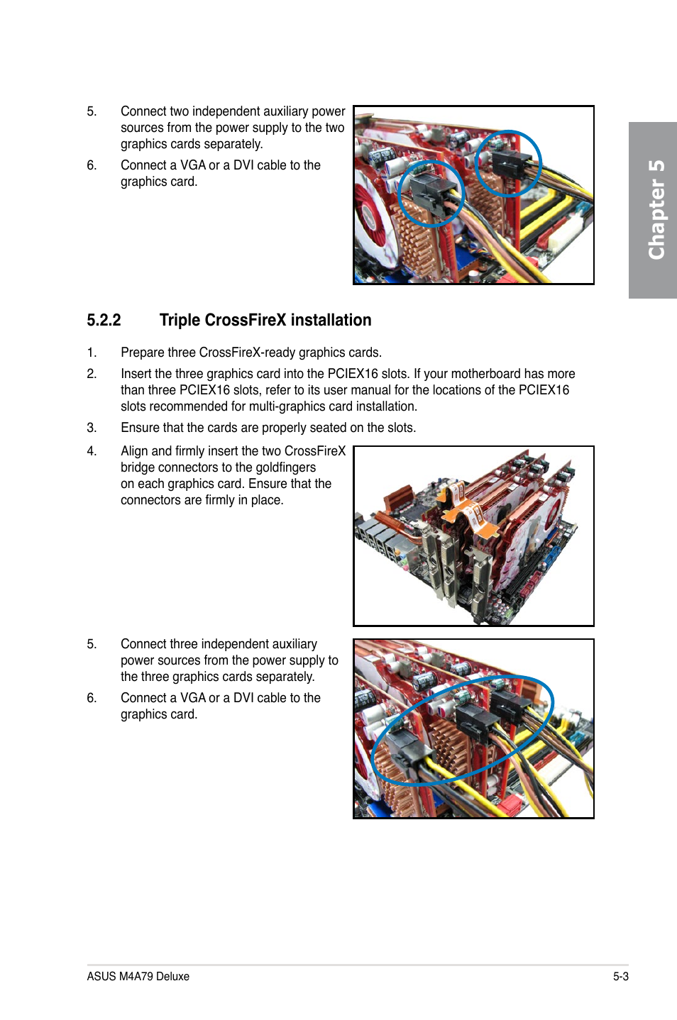 2 triple crossfirex installation, Triple crossfirex installation -3, Chapter 5 | Asus M4A79 Deluxe User Manual | Page 119 / 122