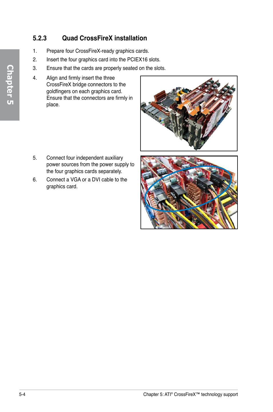 3 quad crossfirex installation, Quad crossfirex installation -4, Chapter 5 | Asus M4A79 Deluxe User Manual | Page 120 / 122