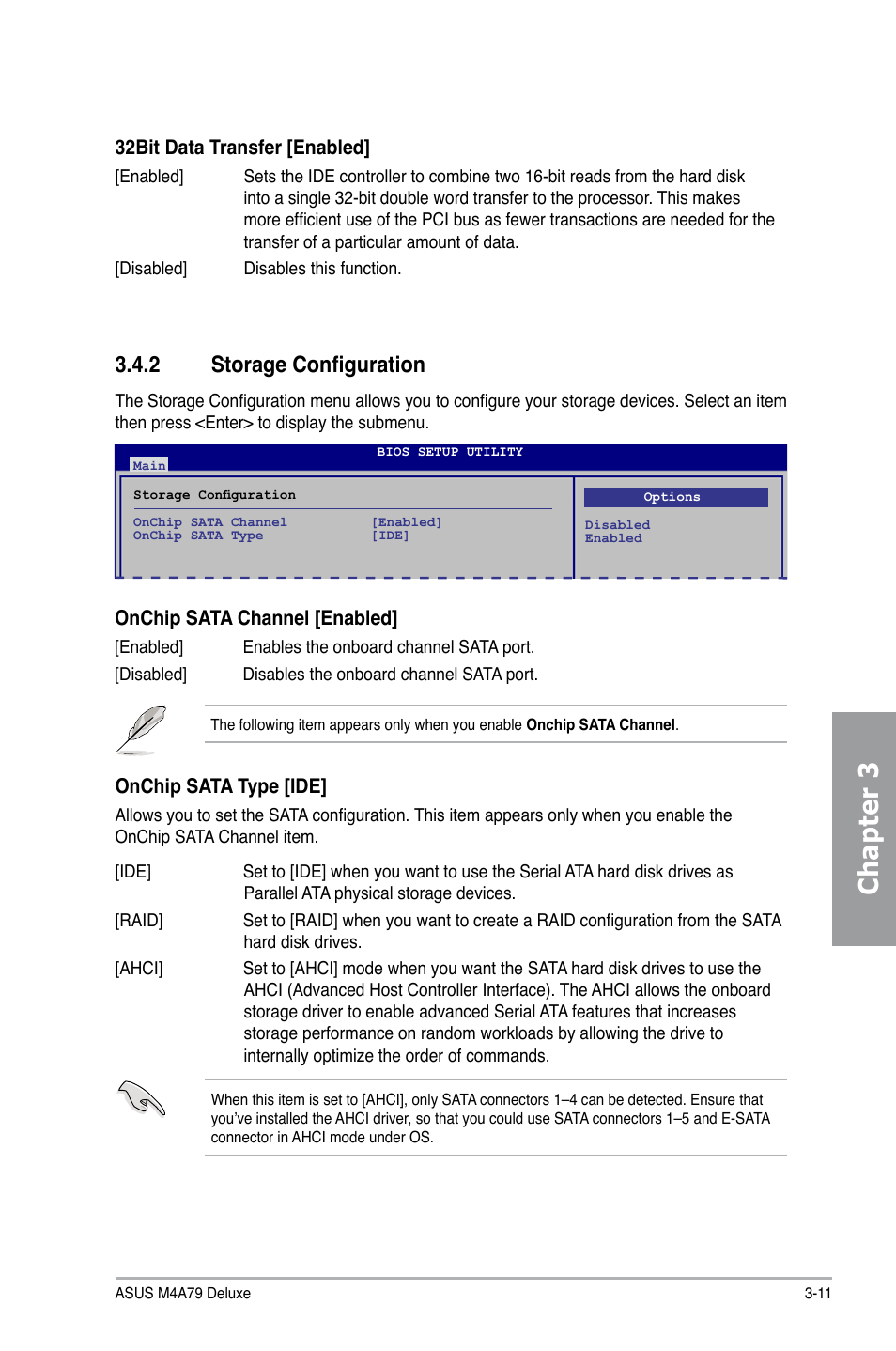 2 storage configuration, Storage configuration -11, Chapter 3 | Asus M4A79 Deluxe User Manual | Page 71 / 122