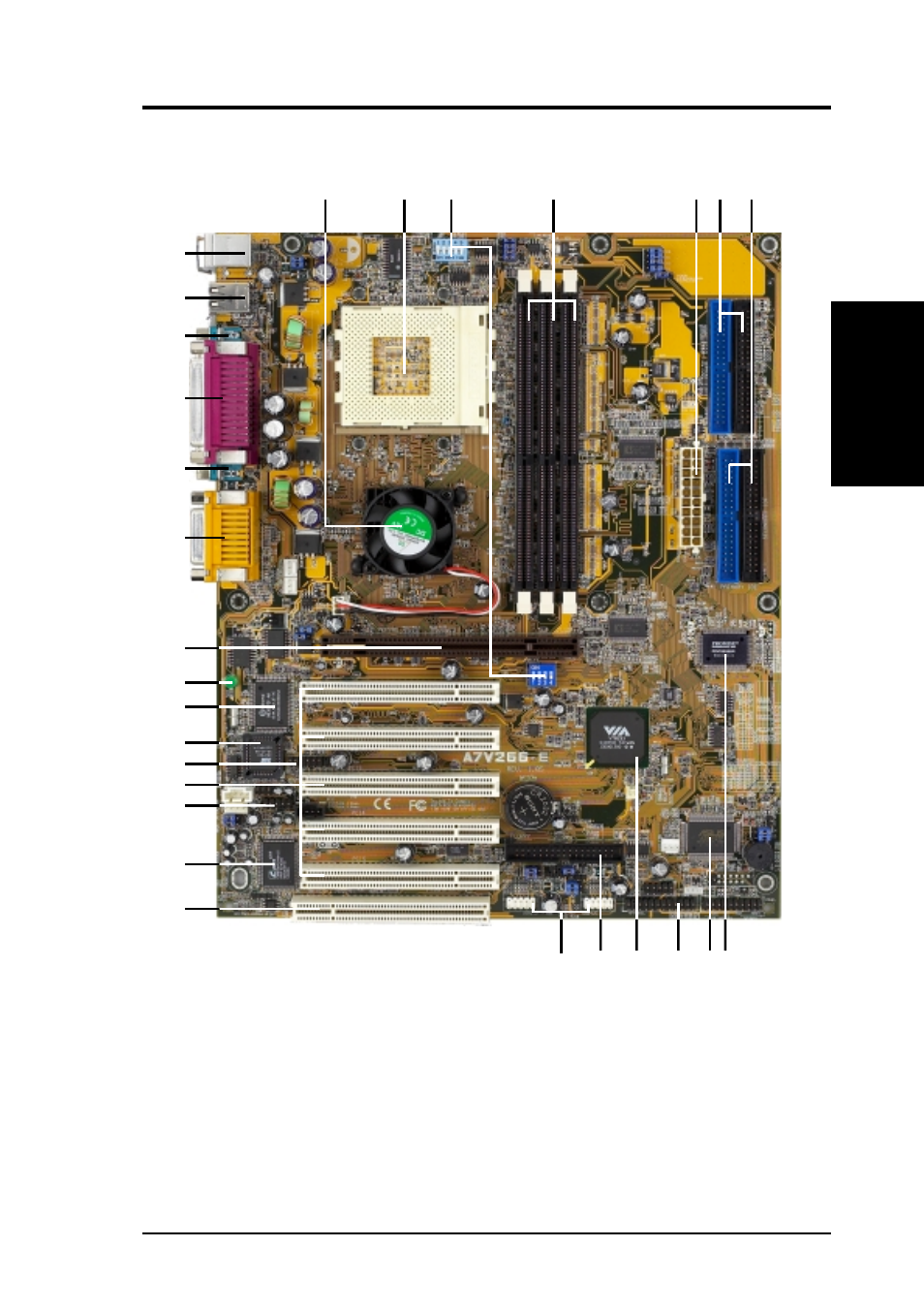 Features, 1 component locations | Asus A7V266-E/AA User Manual | Page 13 / 108