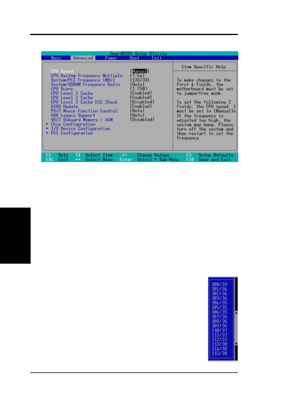 Bios setup, 4 advanced menu | Asus A7V266-E/AA User Manual | Page 58 / 108