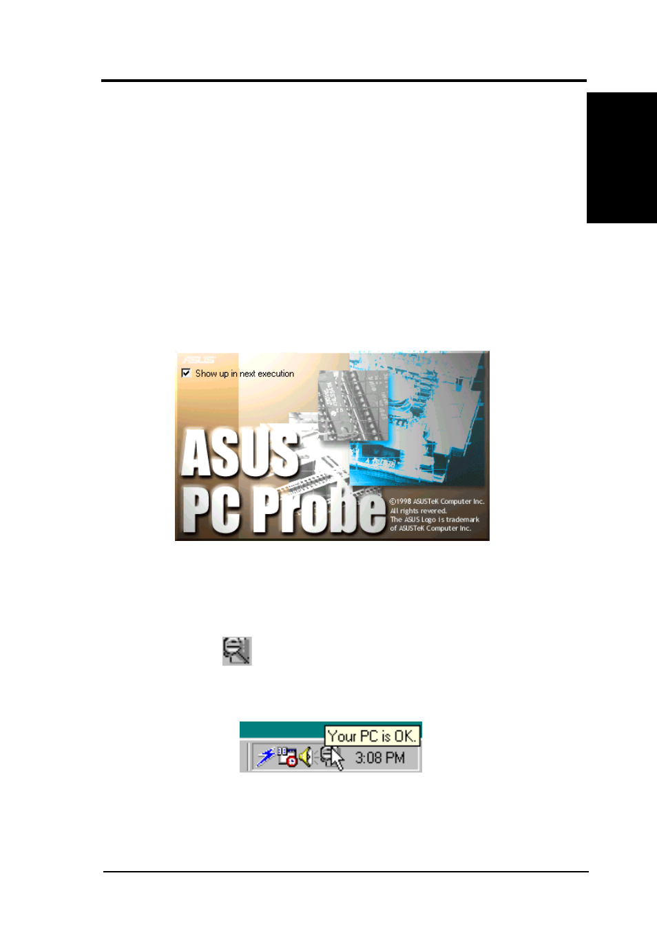 Software reference, 2 asus pc probe, 1 starting asus pc probe | Asus A7V266-E/AA User Manual | Page 95 / 108