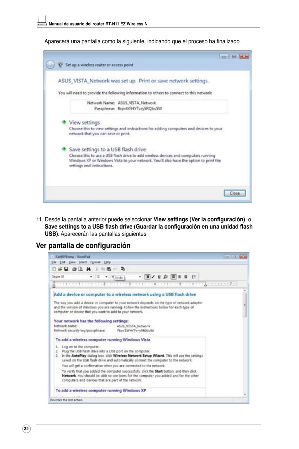 Ver pantalla de configuración | Asus RT-N11 User Manual | Page 34 / 40