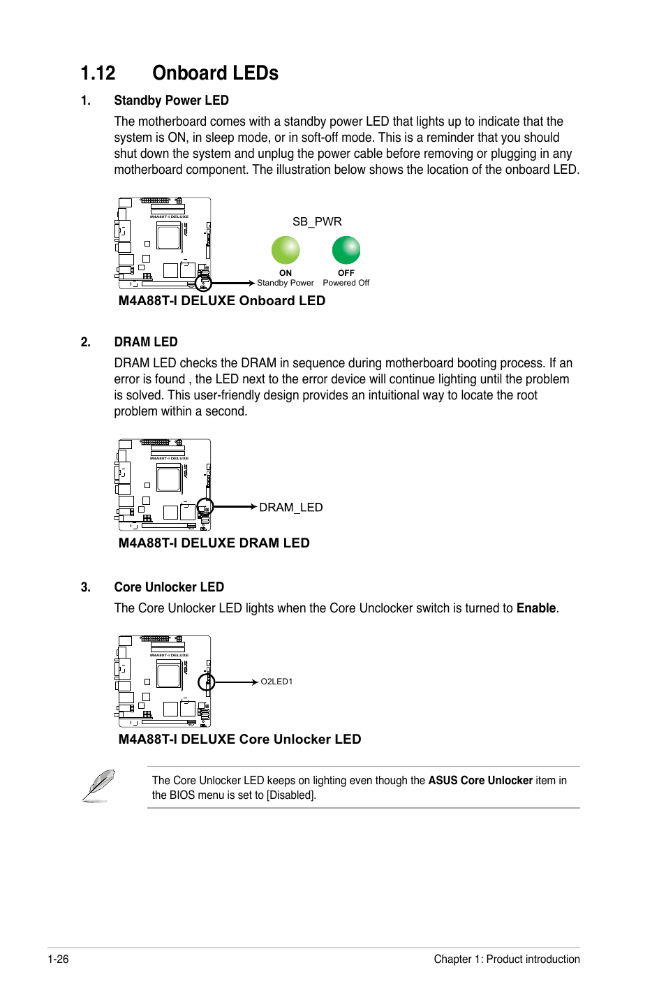 12 onboard leds, 12 onboard leds -26 | Asus M4A88T-I DELUXE User Manual | Page 38 / 70