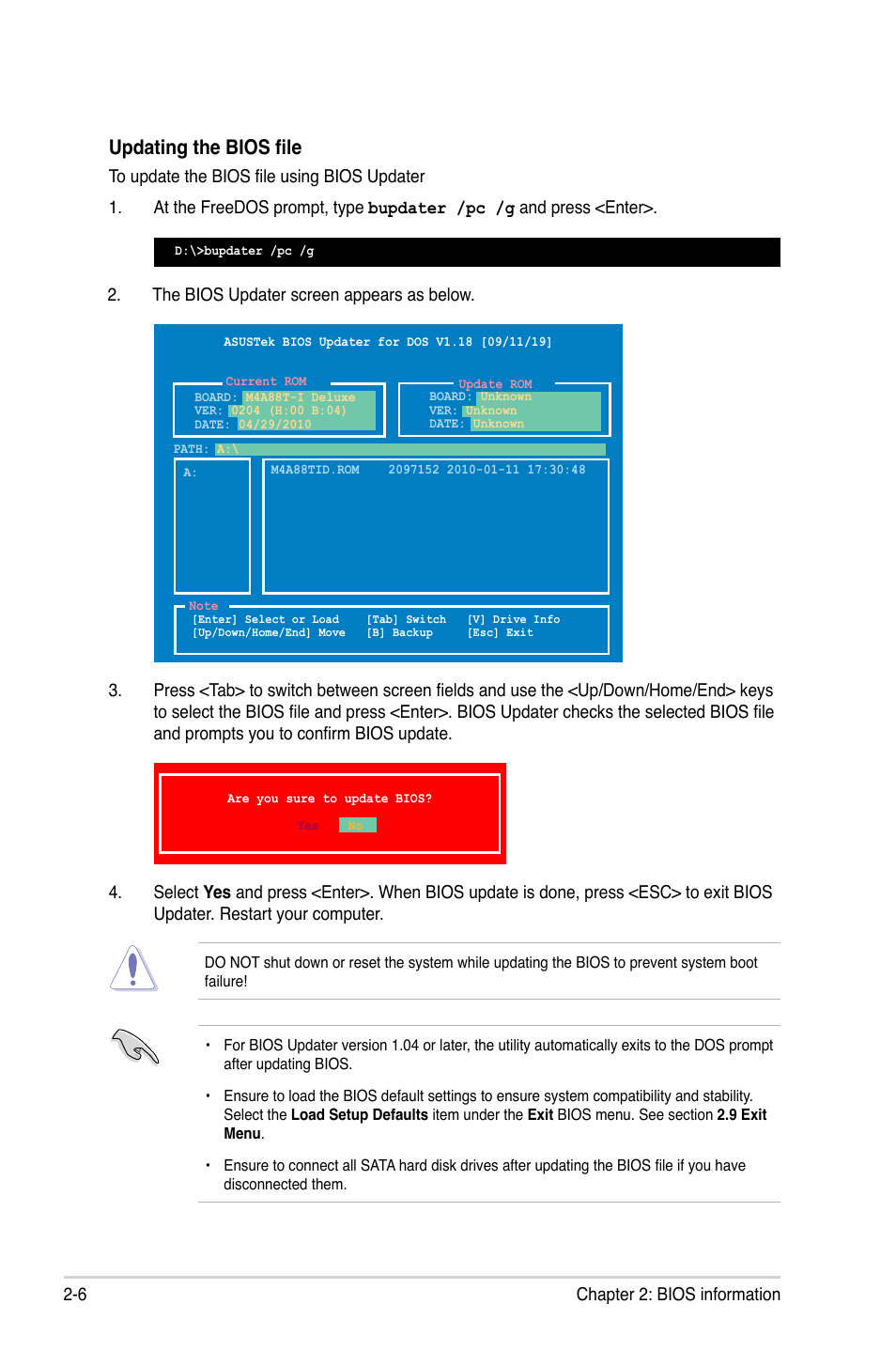 Updating the bios file | Asus M4A88T-I DELUXE User Manual | Page 46 / 70