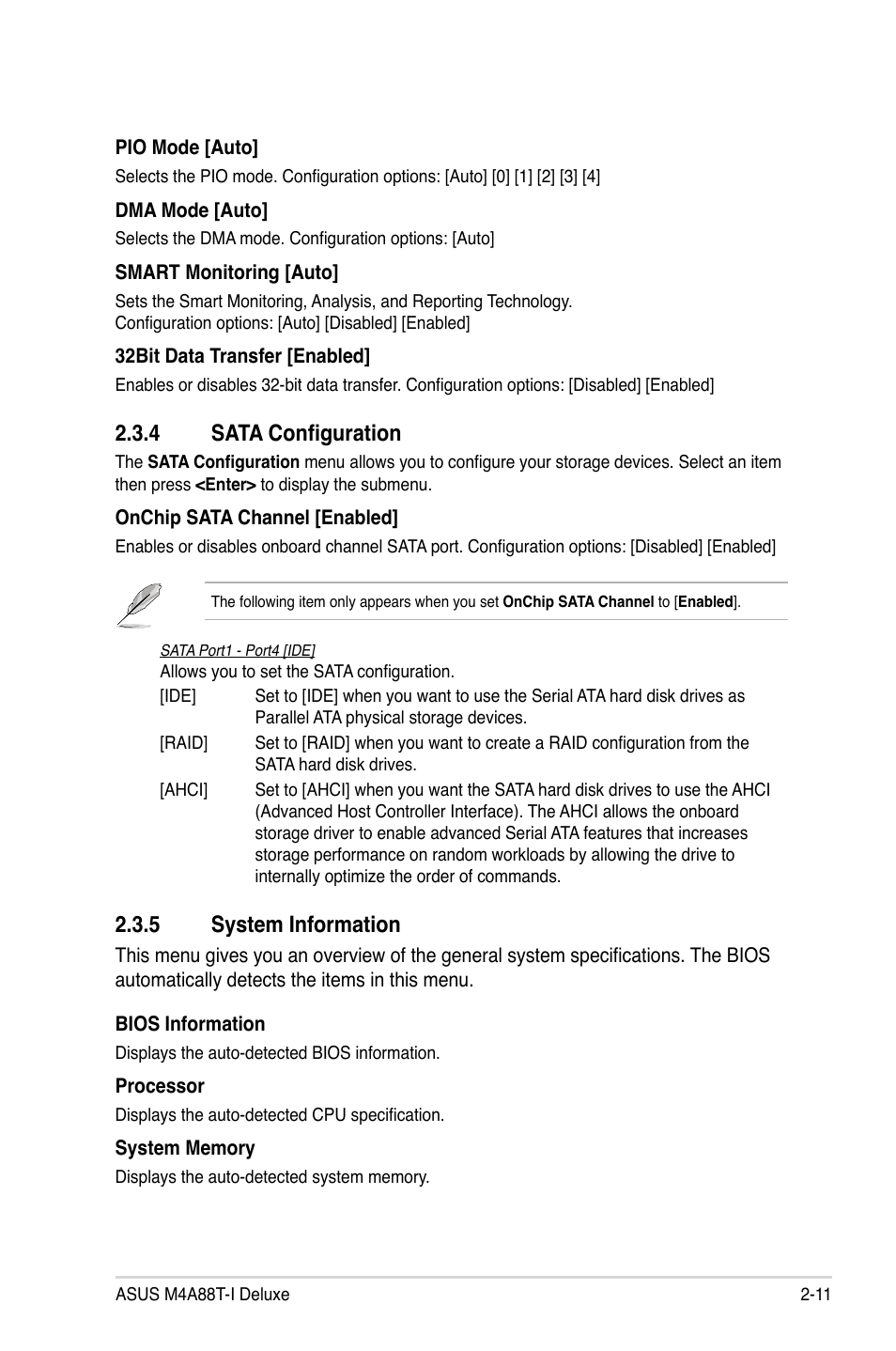 4 sata configuration, 5 system information, Sata configuration -11 | System information -11 | Asus M4A88T-I DELUXE User Manual | Page 51 / 70