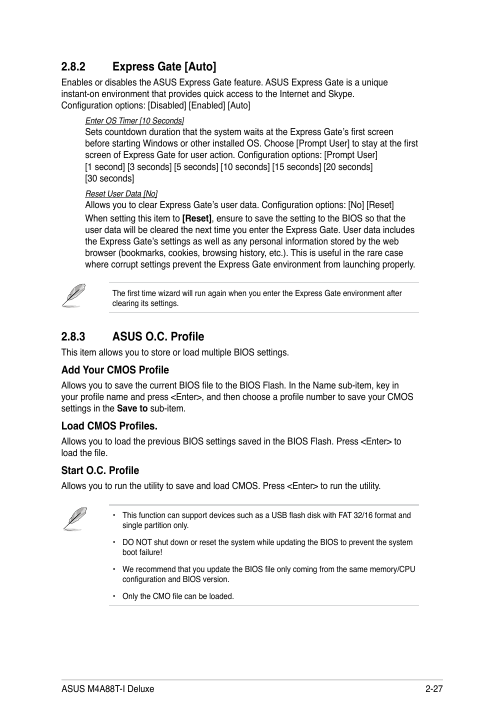 2 express gate [auto, 3 asus o.c. profile, Express gate [auto] -27 | Asus o.c. profile -27 | Asus M4A88T-I DELUXE User Manual | Page 67 / 70