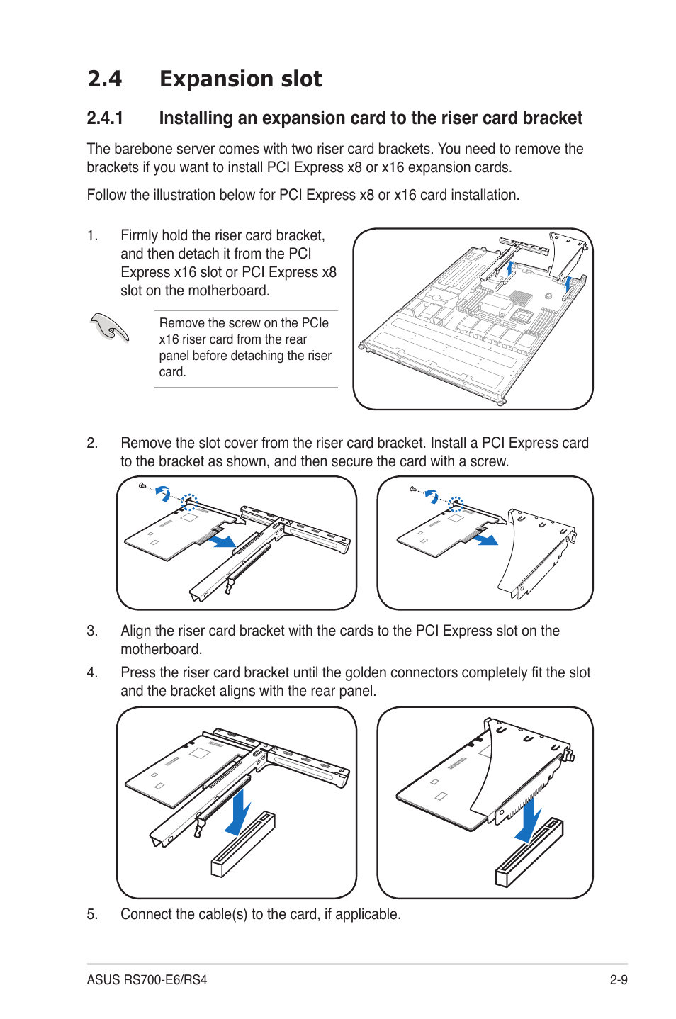 4 expansion slot, Expansion slot -9 2.4.1 | Asus RS700-E6/RS4 User Manual | Page 27 / 138