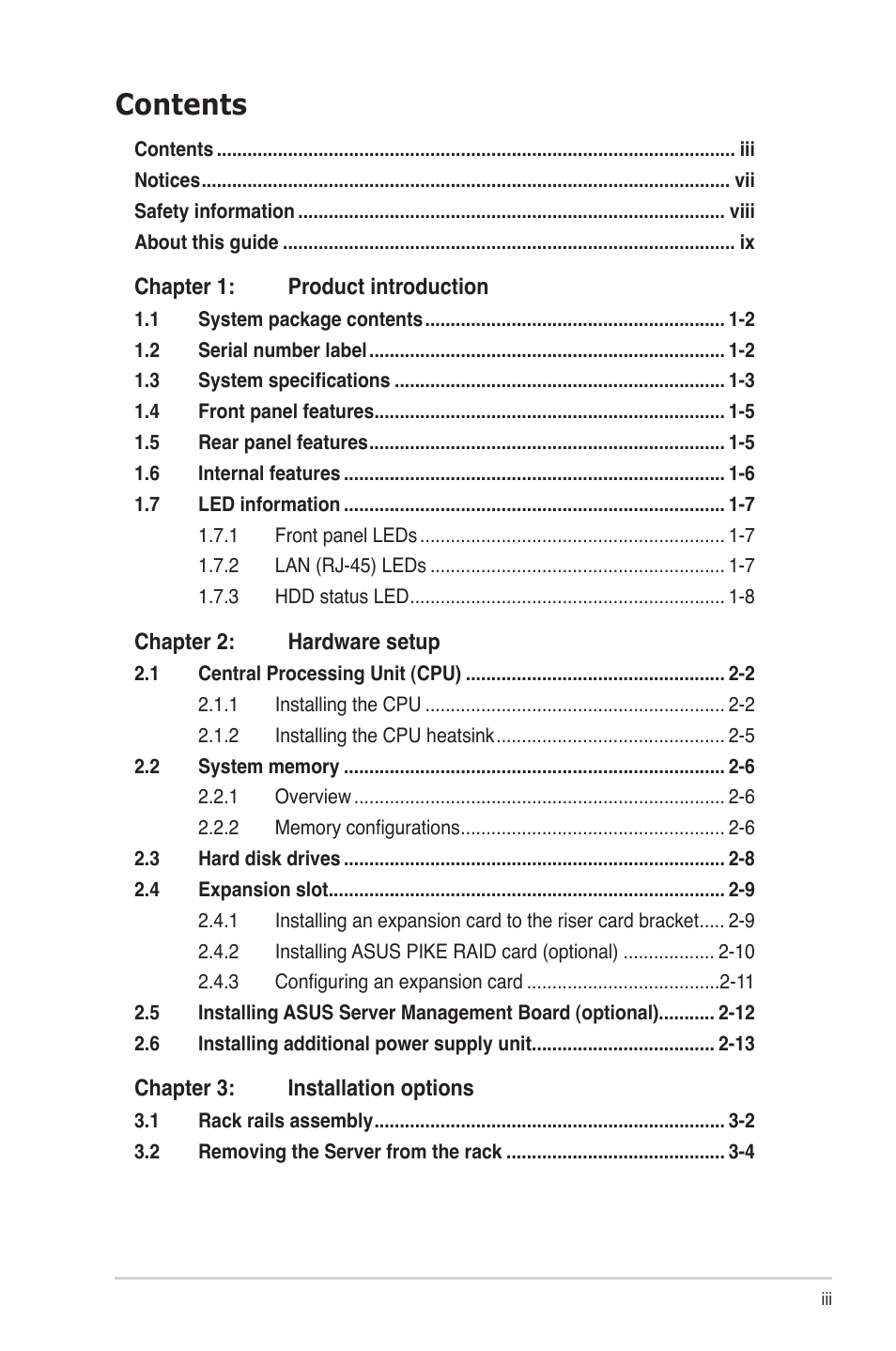 Asus RS700-E6/RS4 User Manual | Page 3 / 138