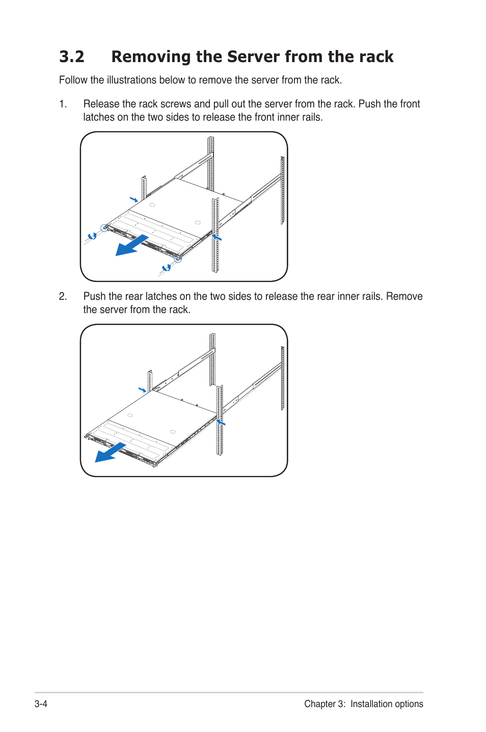 2 removing the server from the rack, Removing the server from the rack -4 | Asus RS700-E6/RS4 User Manual | Page 36 / 138