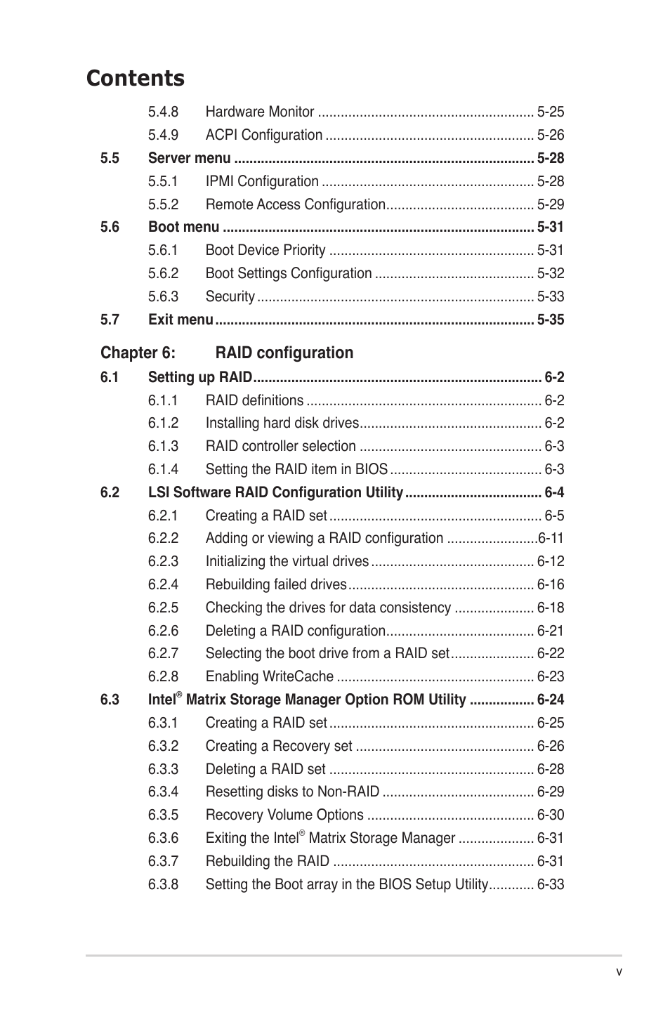 Asus RS700-E6/RS4 User Manual | Page 5 / 138