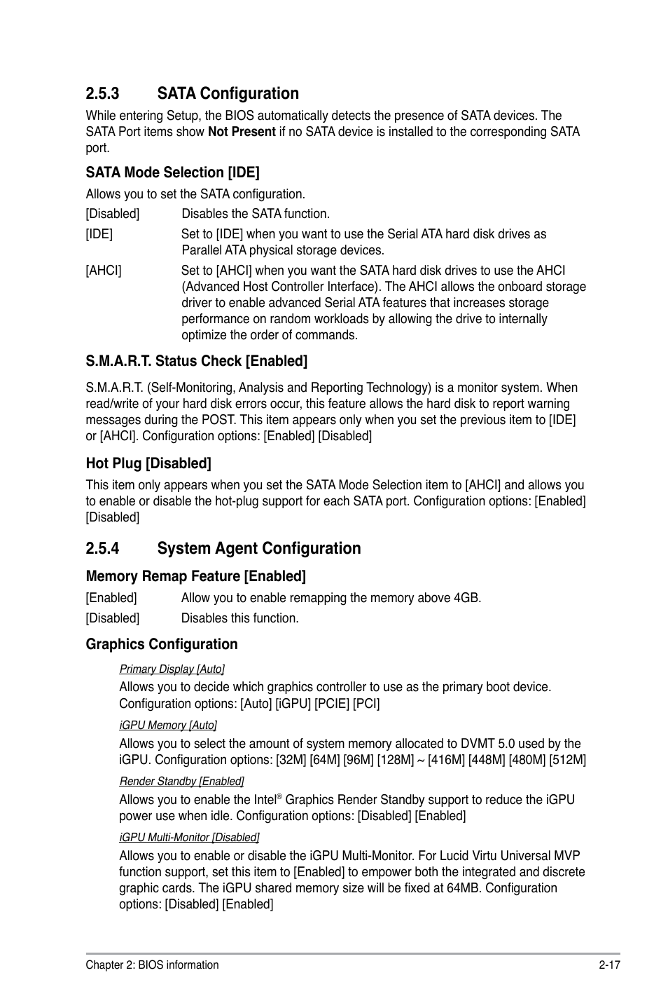 3 sata configuration, 4 system agent configuration, Sata configuration -17 | System agent configuration -17 | Asus P8H61-M PLUS V3 User Manual | Page 49 / 64