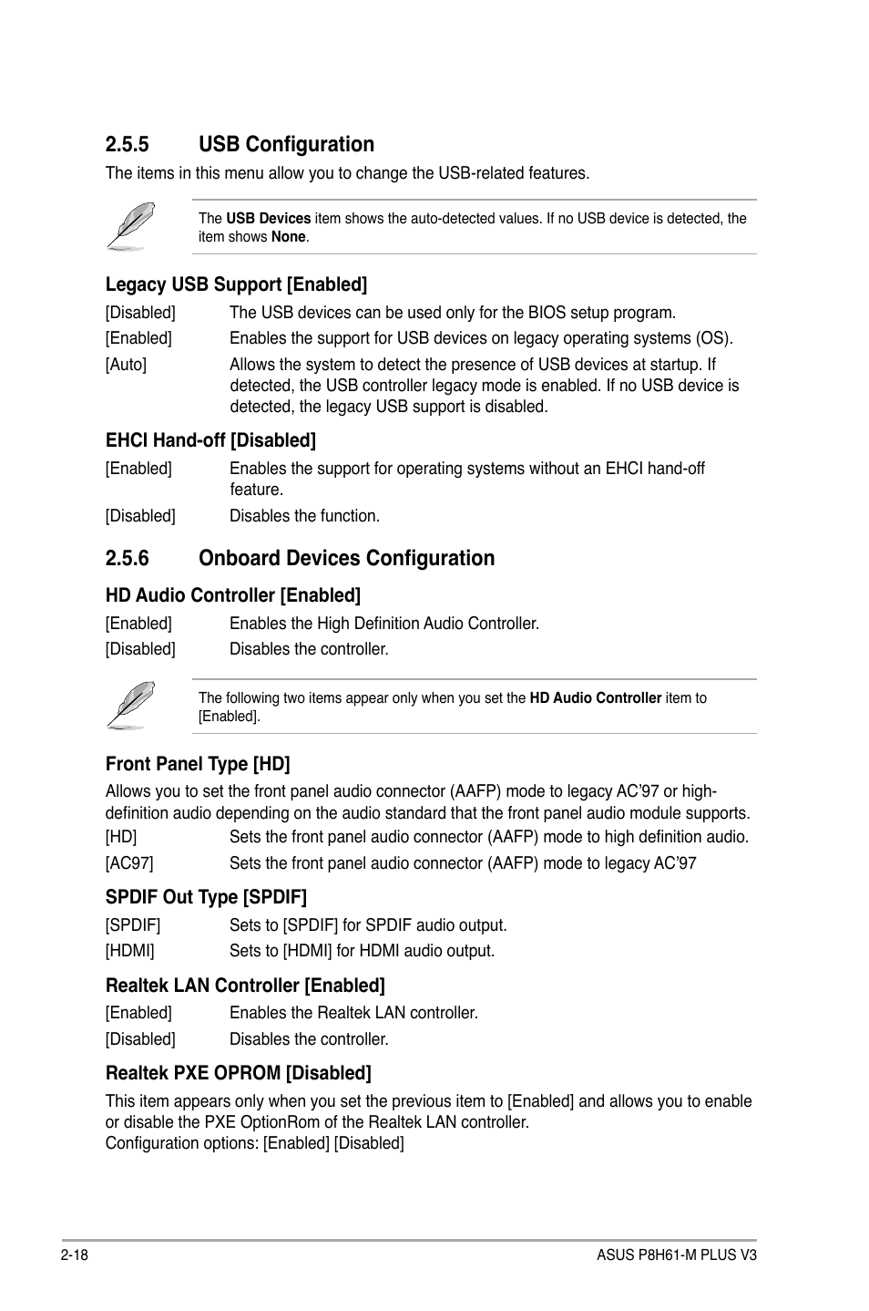 5 usb configuration, 6 onboard devices configuration, Usb configuration -18 | Onboard devices configuration -18 | Asus P8H61-M PLUS V3 User Manual | Page 50 / 64