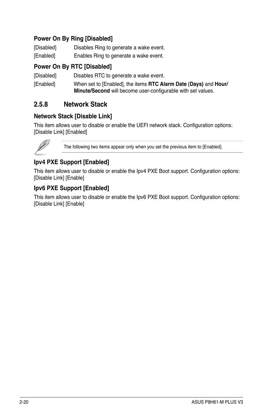 8 network stack, Network stack -20 | Asus P8H61-M PLUS V3 User Manual | Page 52 / 64