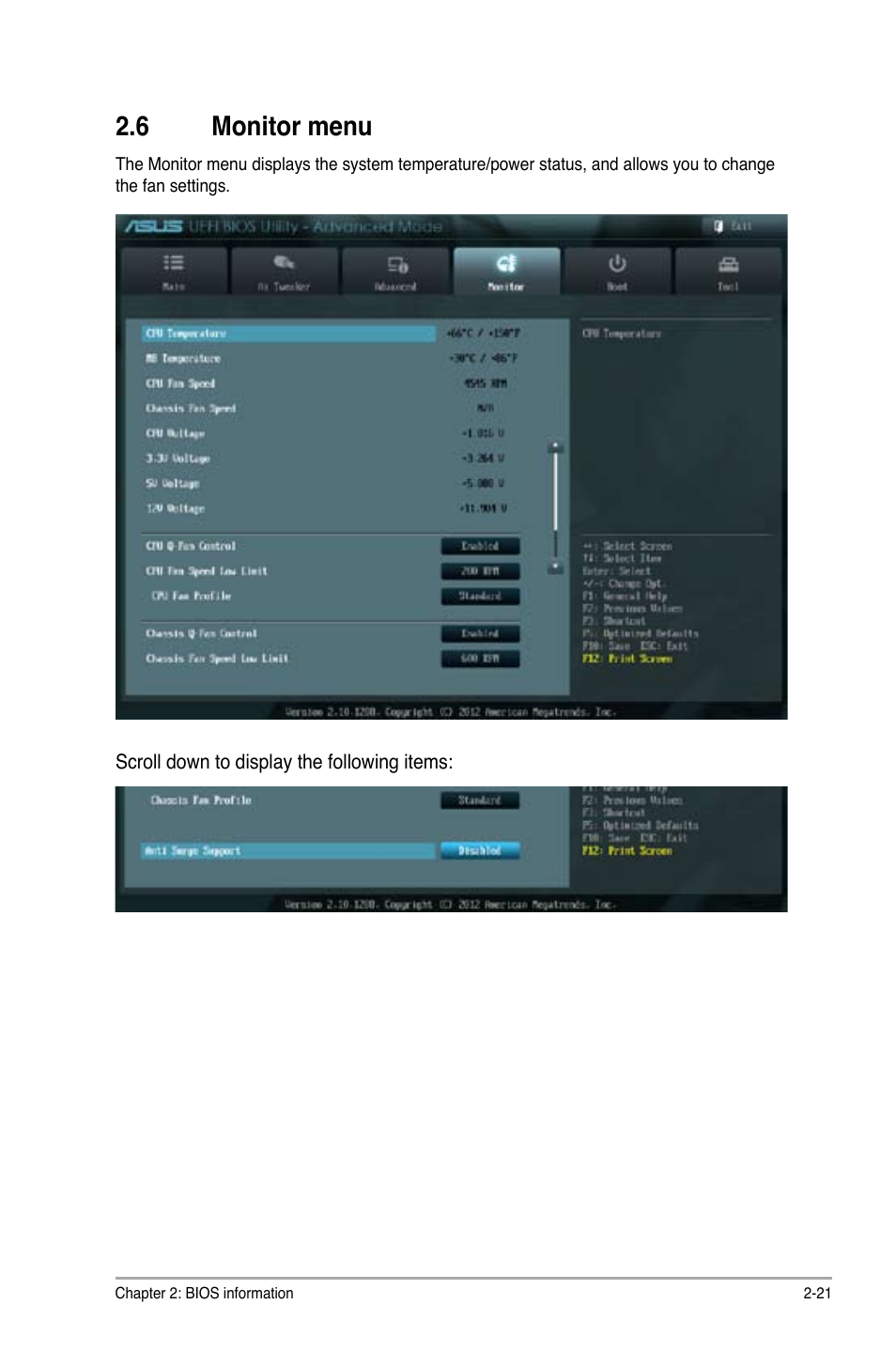 6 monitor menu, Monitor menu -21 | Asus P8H61-M PLUS V3 User Manual | Page 53 / 64