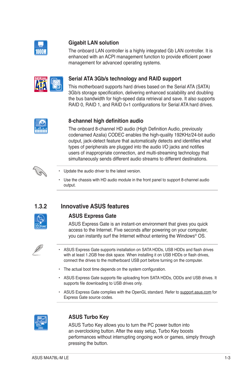 2 innovative asus features, Innovative asus features -3 | Asus M4A78L-M LE User Manual | Page 15 / 64