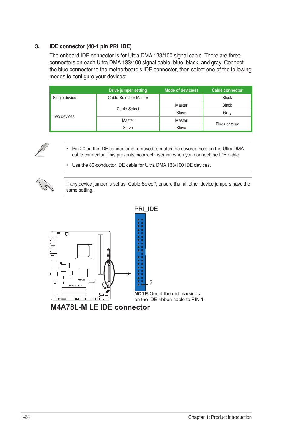 M4a78l-m le ide connector, Pri_ide | Asus M4A78L-M LE User Manual | Page 36 / 64