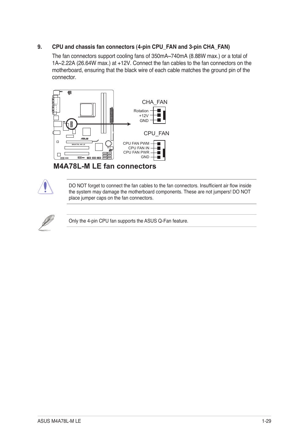 M4a78l-m le fan connectors | Asus M4A78L-M LE User Manual | Page 41 / 64