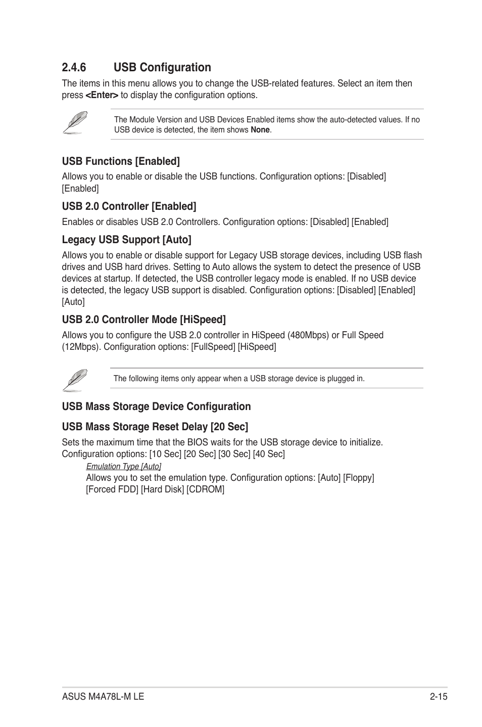 6 usb configuration, Usb configuration -15 | Asus M4A78L-M LE User Manual | Page 57 / 64