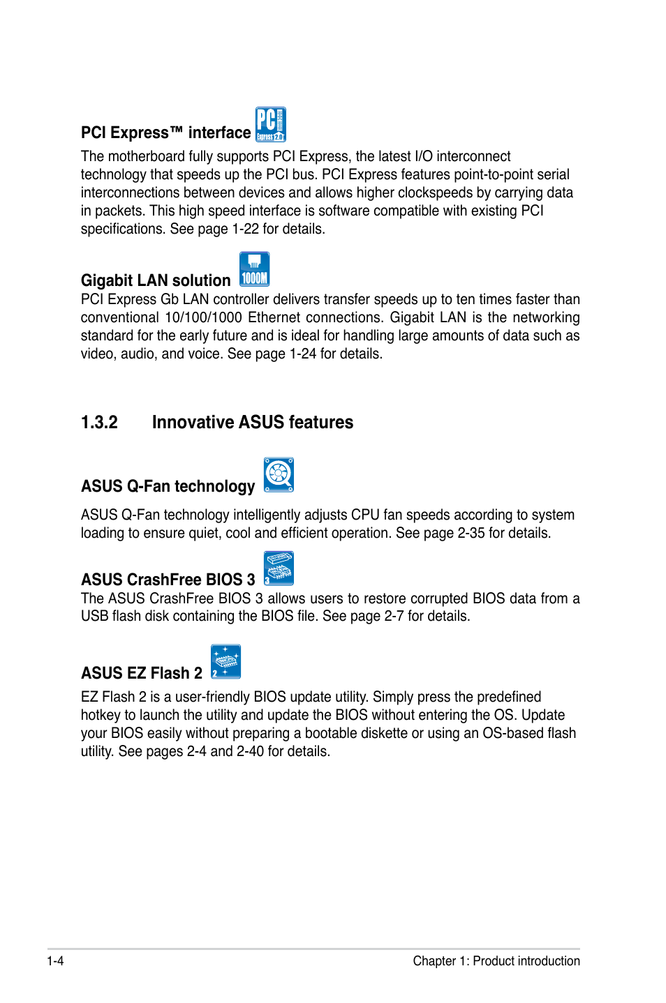 2 innovative asus features, Innovative asus features -4 | Asus M2N68-AM User Manual | Page 16 / 96