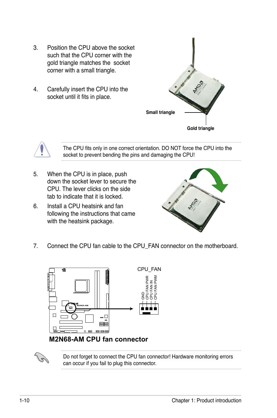 M2n68-am cpu fan connector | Asus M2N68-AM User Manual | Page 22 / 96