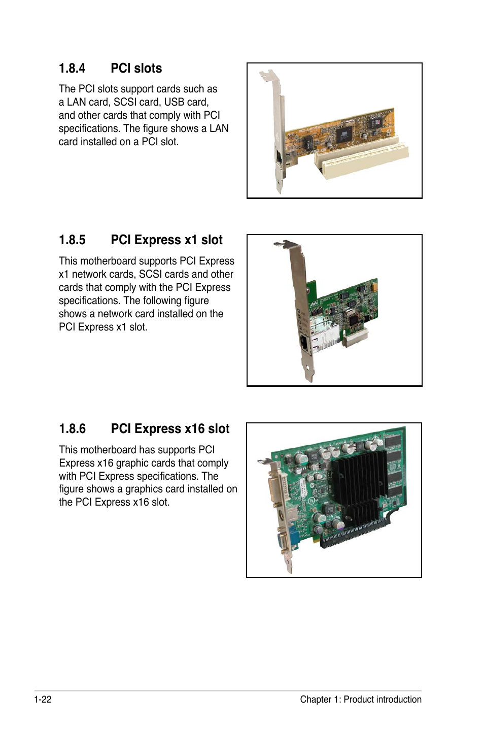 4 pci slots, 5 pci express x1 slot, 6 pci express x16 slot | Pci slots -22, Pci express x1 slot -22, Pci express x16 slot -22 | Asus M2N68-AM User Manual | Page 34 / 96