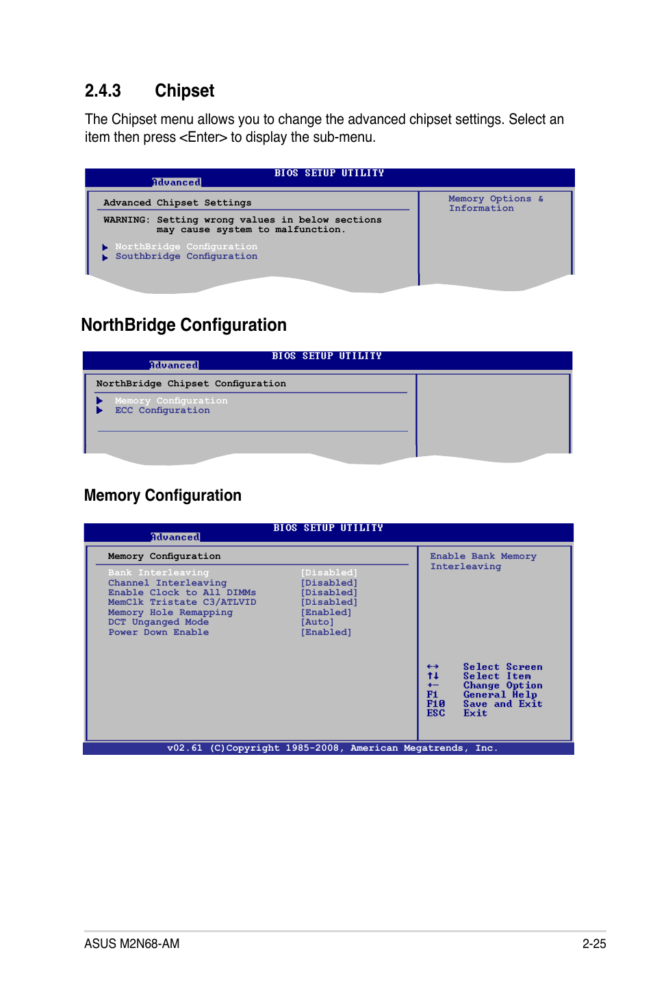 3 chipset, Chipset -25, Northbridge configuration 2.4.3 chipset | Asus M2N68-AM User Manual | Page 69 / 96