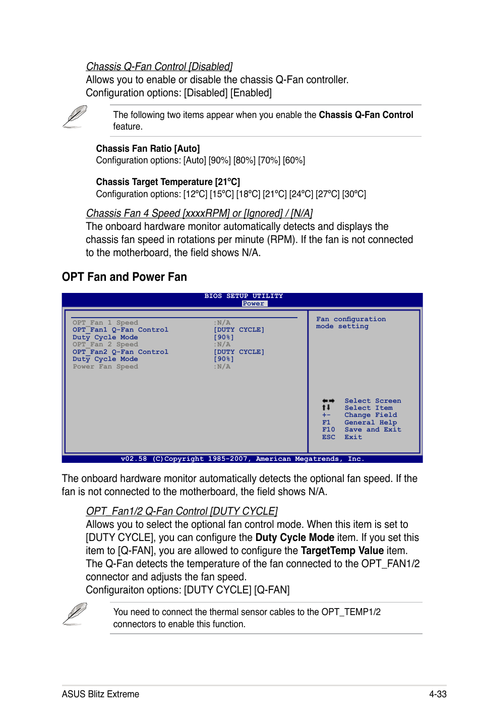 Opt fan and power fan | Asus Blitz Extreme User Manual | Page 107 / 188