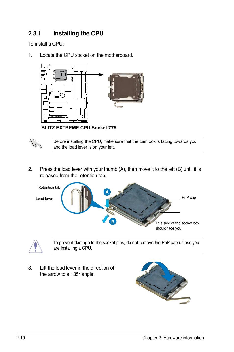 1 installing the cpu | Asus Blitz Extreme User Manual | Page 36 / 188