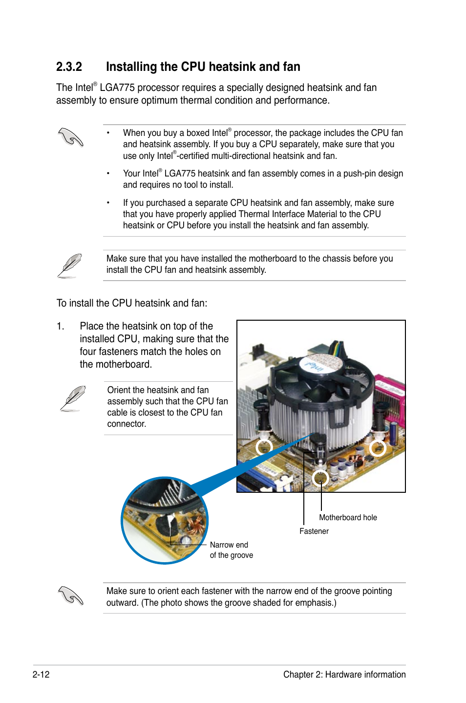 2 installing the cpu heatsink and fan | Asus Blitz Extreme User Manual | Page 38 / 188