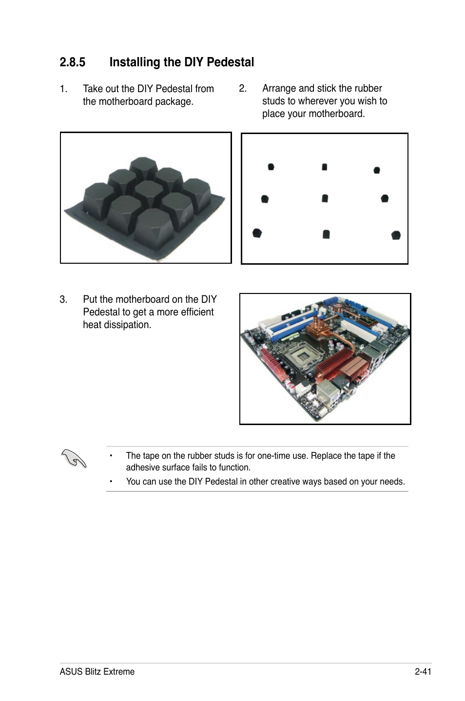 5 installing the diy pedestal | Asus Blitz Extreme User Manual | Page 67 / 188