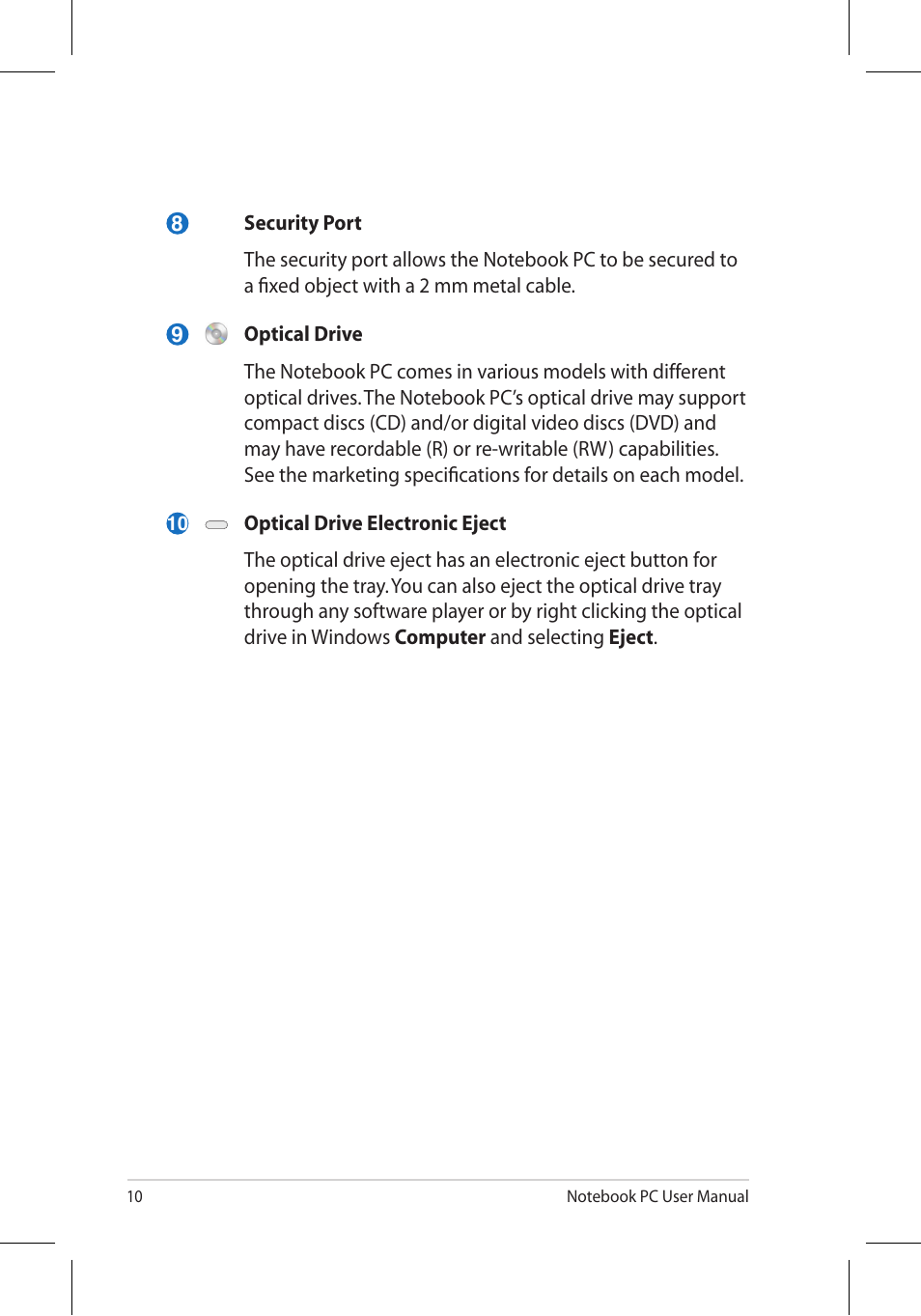 Asus U45JC User Manual | Page 10 / 30