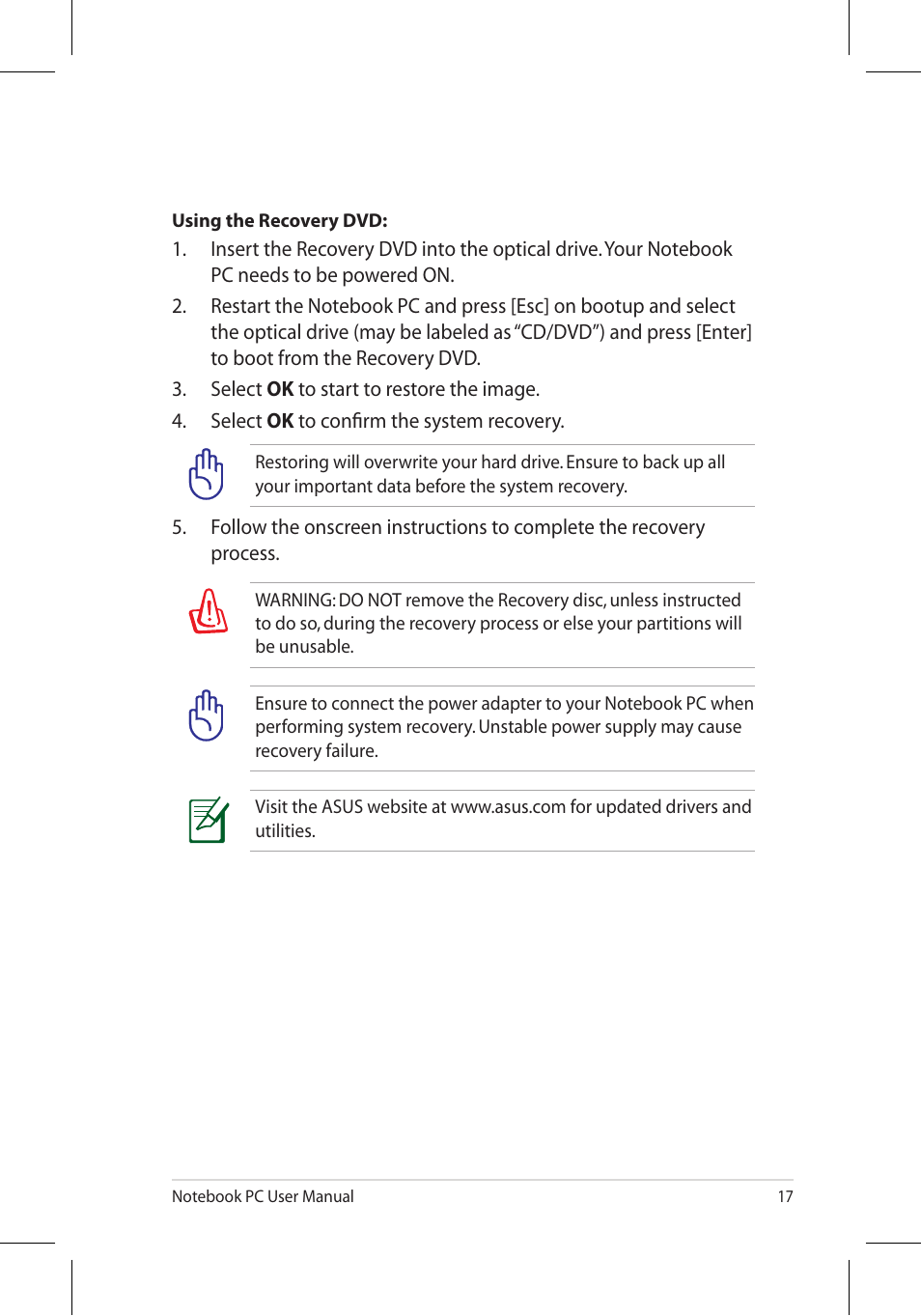 Asus U45JC User Manual | Page 17 / 30