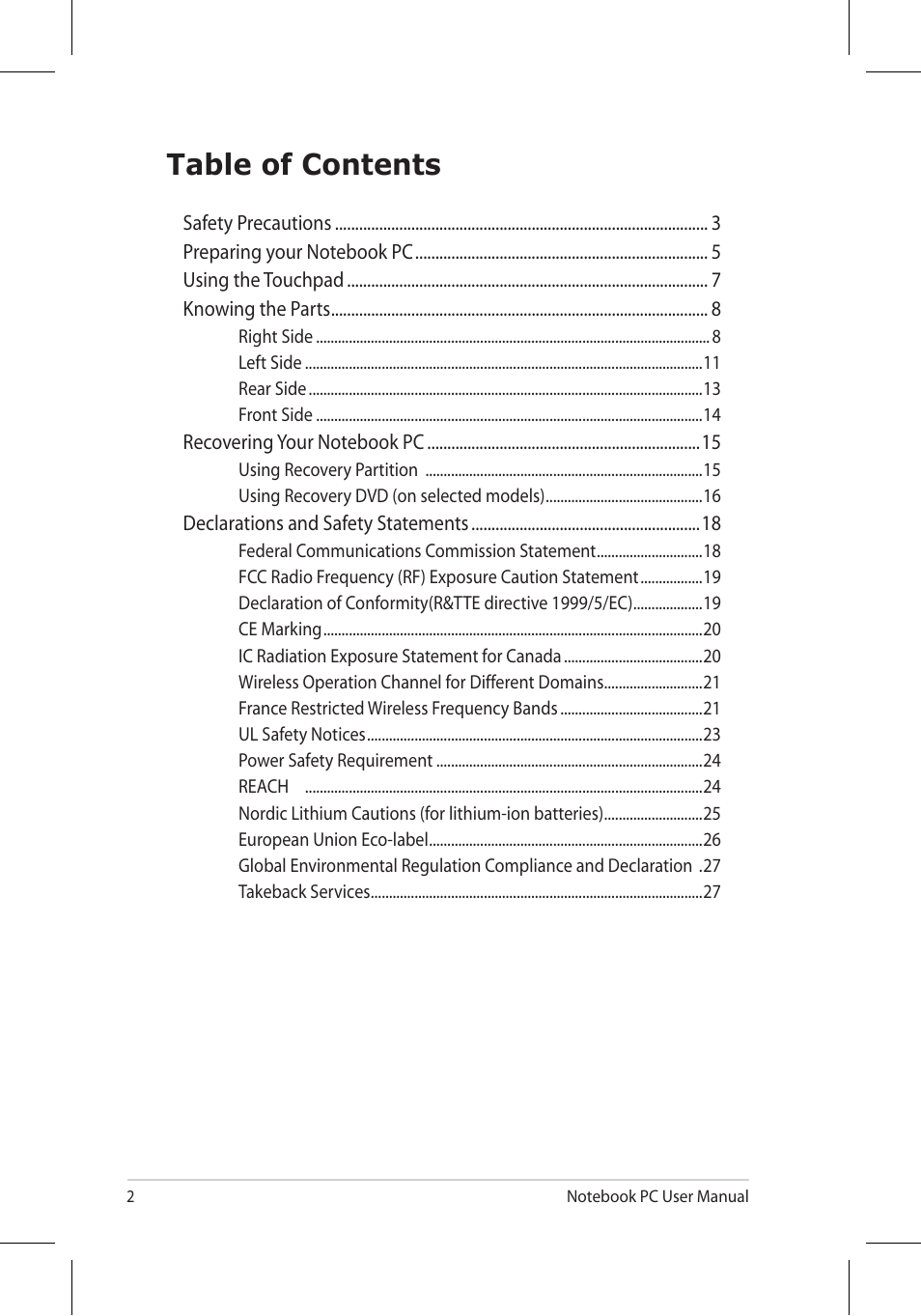 Asus U45JC User Manual | Page 2 / 30