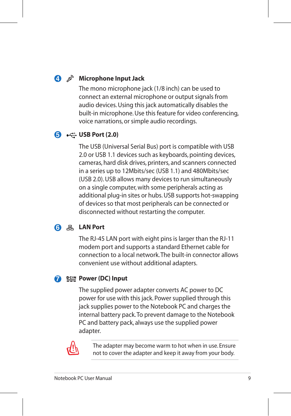 Asus U45JC User Manual | Page 9 / 30