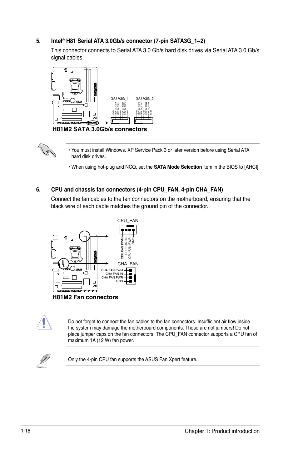 Intel, H81m2 fan connectors | Asus H81M2 User Manual | Page 24 / 75