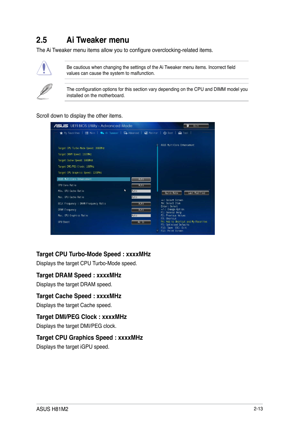 5 ai tweaker menu, Ai tweaker menu -13 | Asus H81M2 User Manual | Page 42 / 75