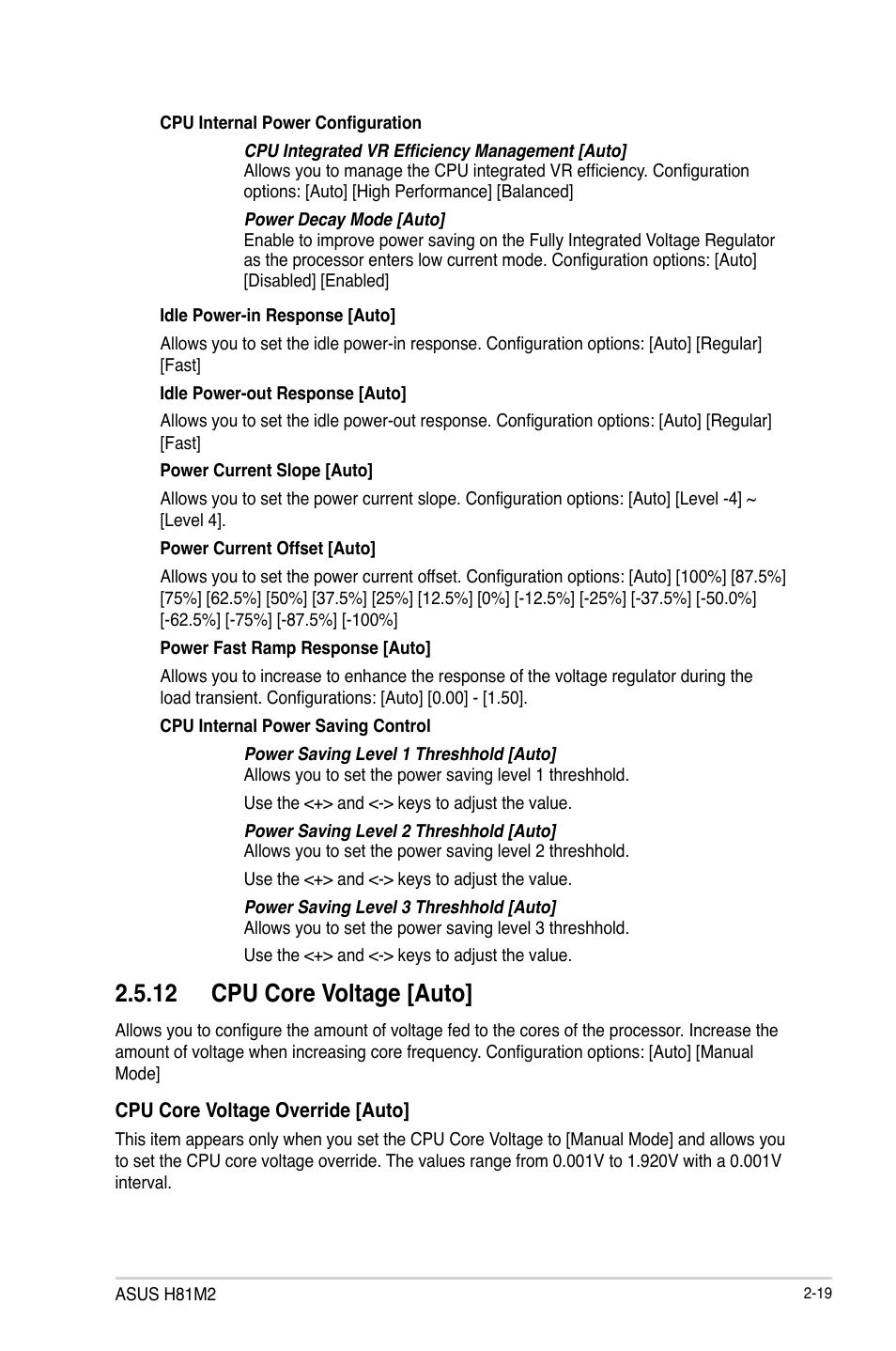 12 cpu core voltage [auto | Asus H81M2 User Manual | Page 48 / 75