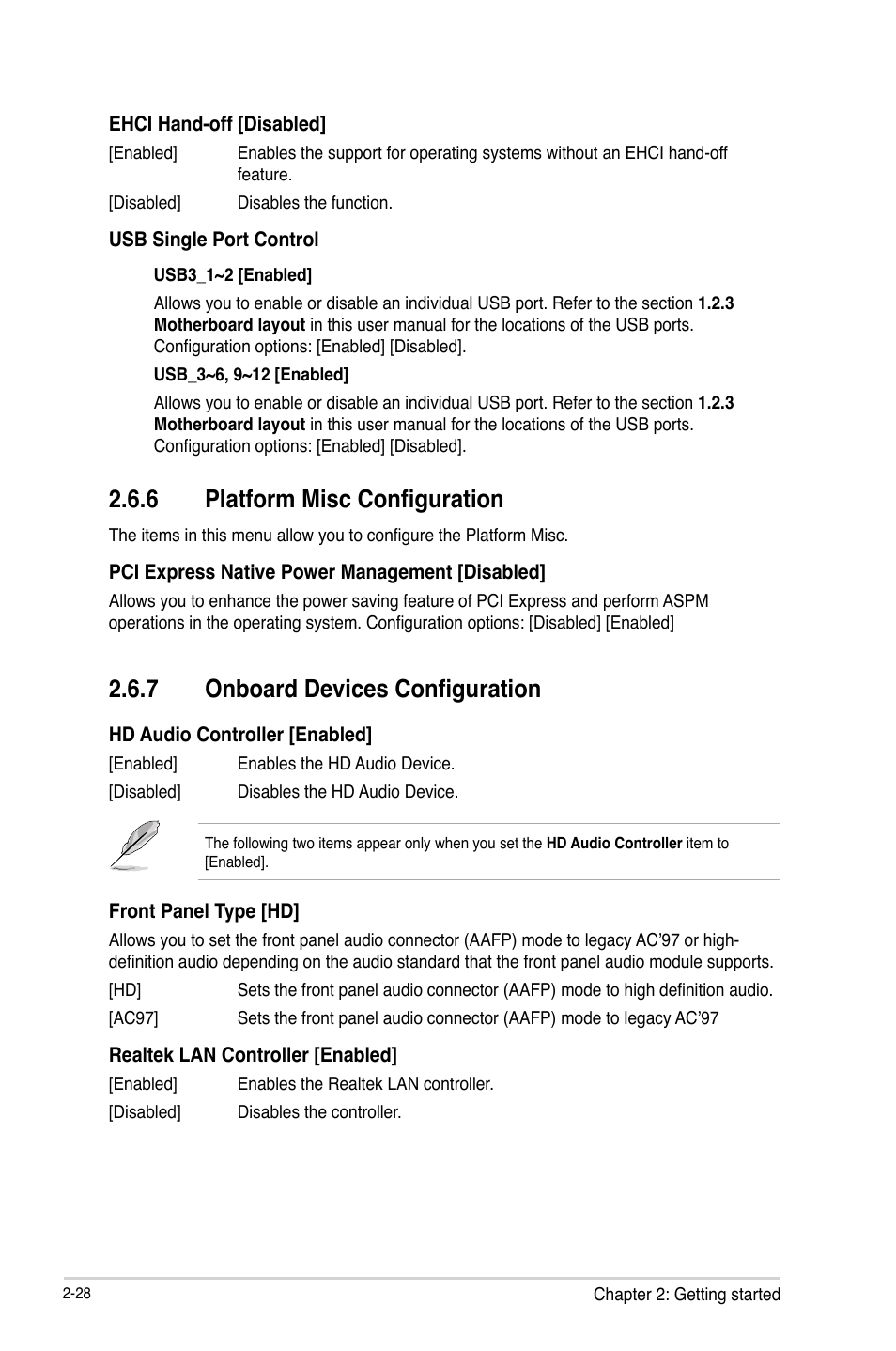 6 platform misc configuration, 7 onboard devices configuration | Asus H81M2 User Manual | Page 57 / 75