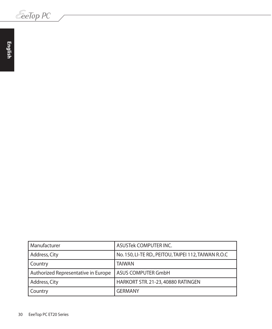 Asus ET2001B User Manual | Page 30 / 30